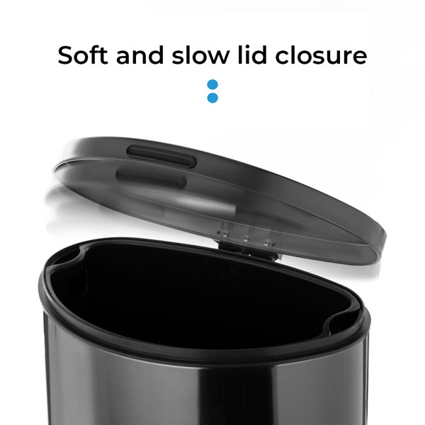 HZL Branded 12 Gallon Stainless Steel Kitchen Trash Can & Reviews Wayfair